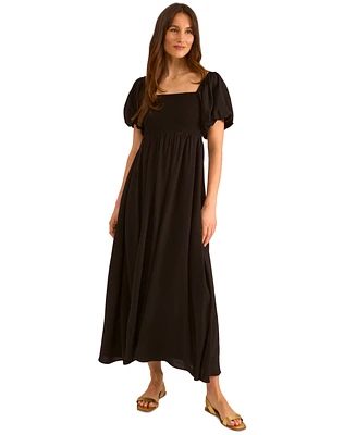 Vince Camuto Women's Smocked Empire-Waist Puffed-Sleeve Dress