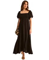 Vince Camuto Women's Smocked Empire-Waist Puffed-Sleeve Dress