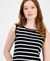T Tahari Women's Striped Boat-Neck Sleeveless Sweater