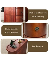 Solid Wood Nightstand with Integrated Charging Station