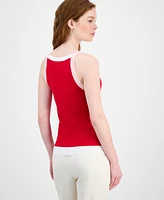 T Tahari Women's Colorblock Ribbed Sleeveless Top