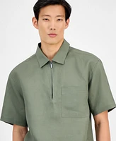 Alfani Men's Quarter-Zip Linen Shirt, Exclusively at Macy's