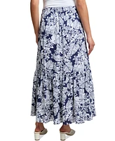 Jones New York Petite Printed Ruffled Maxi Skirt