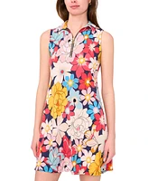 Msk Women's Printed Zip-Neck Sleeveless Swing Dress