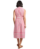 Jones New York Petite Striped Midi Shirtdress