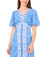 Msk Women's Printed Short-Sleeve Maxi Dress