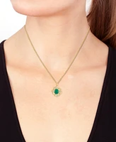 Effy Emerald (1-1/2 ct. t.w.) & Diamond (1/6 ct. t.w.) Spiral 18" Pendant Necklace in 14k Gold