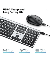 Bluetooth Keyboard and Mouse, Rechargeable Wireless Keyboard and Mouse Combo with Numeric Keypad, Ultra-Slim Full Size