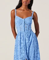 Astr the Label Women's Yamila Eyelet Embroidered Sleeveless Maxi Dress