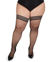 MeMoi Plus Curvy Backseam Fishnet Thigh High Stocking Mm-2621