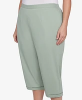Alfred Dunner Plus Santa Fe Relaxed Crochet Hem Capri Pants