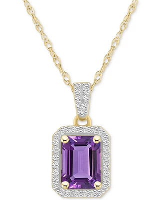 Garnet (1-7/8 ct. t.w.) & Lab-Created White Sapphire (1/5 Emerald-Cut Halo 18" Pendant Necklace 10k Yellow Gold (Also Citrine Amethy