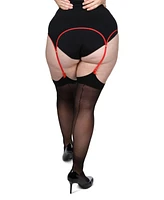 MeMoi Plus Back Seam/Cuban Heel Curvy Thigh High Stocking Mm-2612