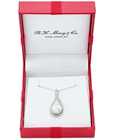Honora Cultured Freshwater Pearl (9mm) and Diamond Accent Pendant 18" Necklace 14k Gold