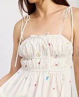 En Saison Women's Nellie Cotton Shirred Midi Dress