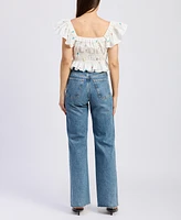 En Saison Women's Nellie Flutter-Sleeve Shirred Top