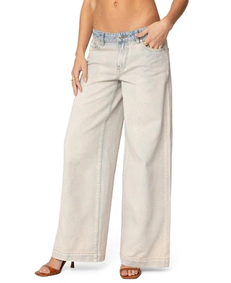 Edikted Women's Rhiannon Washed Wide Leg Jeans
