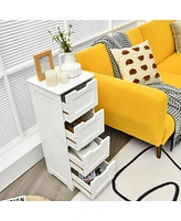Gymax Bathroom Floor Cabinet Free-Standing Side Storage Organizer w/ 4 Drawers