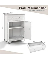 Gymax Bathroom Storage Cabinet Free Standing Large Drawer W/Adjustable Shelf