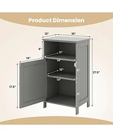 Gymax Bathroom Floor Storage Cabinet Side Table w/ Open Compartment & Adjustable Shelf