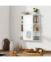 Gymax Bathroom Wall Medicine Cabinet Wall Mounted Storage Organizer w/ Mirror Door