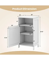 Gymax Bathroom Floor Storage Cabinet Side Table Adjustable Shelf Organize Freestanding
