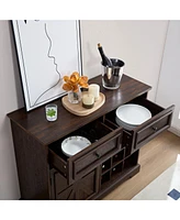 Espresso Farmhouse Liquor Cabinet with Removable Wine Racks
