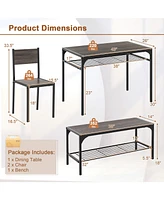 Industrial Style Rectangular Kitchen Table with Bench and Chairs
