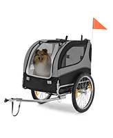Foldable Dog Bike Trailer with 3 Entrances – Durable Pet Cart for Traveling and Cycling