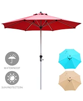 Gymax 9Ft Patio Outdoor Umbrella Market Table Umbrella w/ Crank 8 Ribs