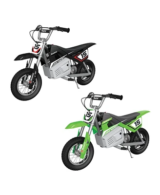 Razor Kid and Teen Dirt Rocket 24 Volts High Torque Electric Motorcycle with Pneumatic Tires, Speeds up to 14 Miles Per Hour, 2 Pack, Black/Green