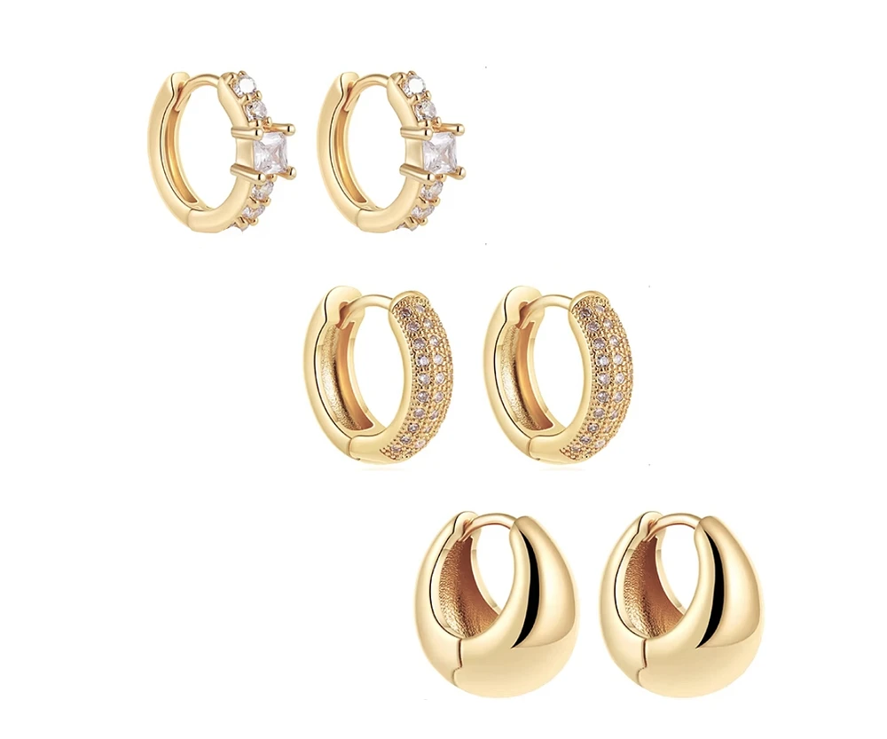 Dainty Huggie Hoop Earrings -3 Pairs