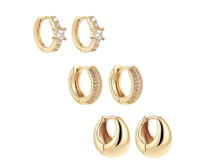 Dainty Huggie Hoop Earrings -3 Pairs