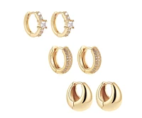 Dainty Huggie Hoop Earrings -3 Pairs