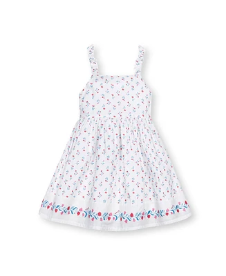 Hope & Henry Little Girls Organic Sleeveless Bow Strap Border Hem Sundress