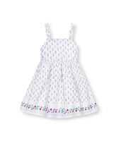 Hope & Henry Little Girls Organic Sleeveless Bow Strap Border Hem Sundress