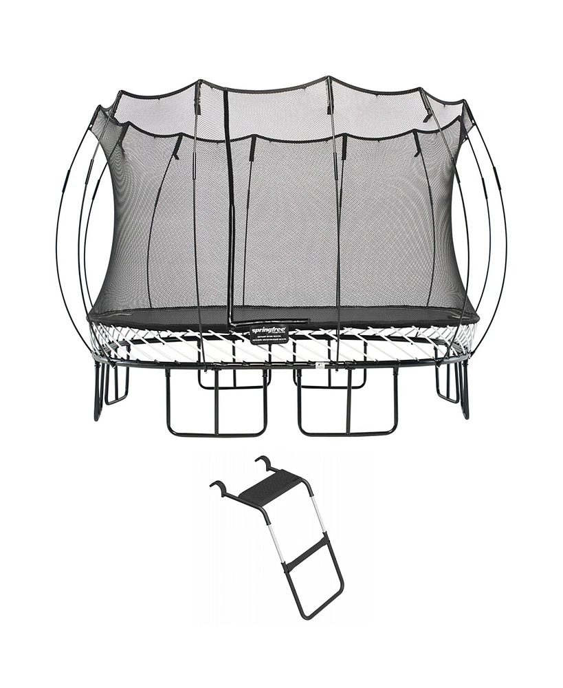 Springfree Trampoline 11 ft x 11 ft Large Square + FlexrStep V2 Bundle – Springless Fun with Adjustable & Lock Restrict Ladder Attachment Acces