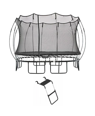 Springfree Trampoline 11 ft x 11 ft Large Square + FlexrStep V2 Bundle – Springless Fun with Adjustable & Lock Restrict Ladder Attachment Acces