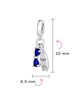 Bling Jewelry Fun Sports Blue Cz Sterling Silver Glass Charm Bead Travel & Beach Adventures
