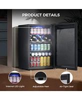 Antarctic Star 4.5 Cu.ft Beverage Cooler with Glass Door, Holds 145 Cans, Digital Temperature Control for Soda, Beer, or Wine, Compact Drink Fridge fo