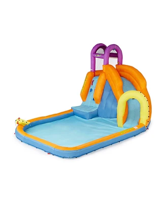 Magic Time International Mega Tornado Twist Outdoor Inflatable Kids Water Park with Slide, Water Cannon, Splash Pool and Climbing Wall