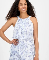 Robbie Bee Women's Tiered Floral Chiffon Fit & Flare Dress