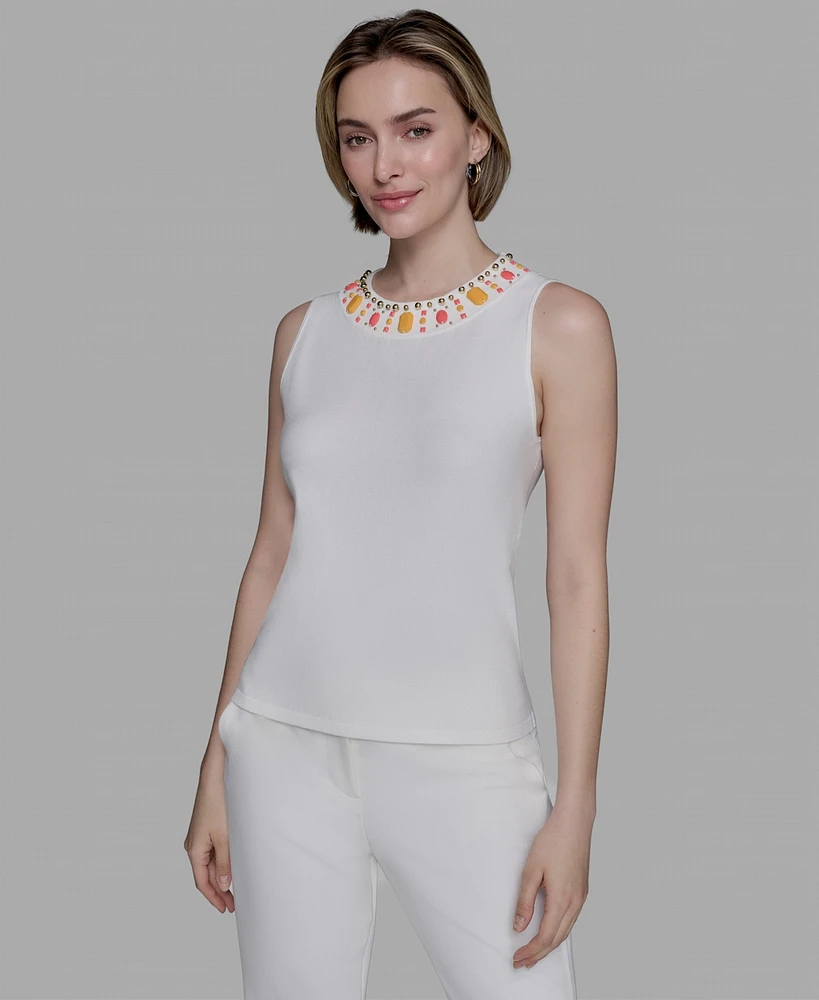 Karl Lagerfeld Paris Women's Embellished Sleeveless Top