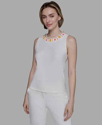 Karl Lagerfeld Paris Women's Embellished Sleeveless Top