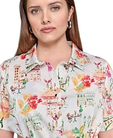 Karl Lagerfeld Paris Plus Conversational Belted Shirtdress