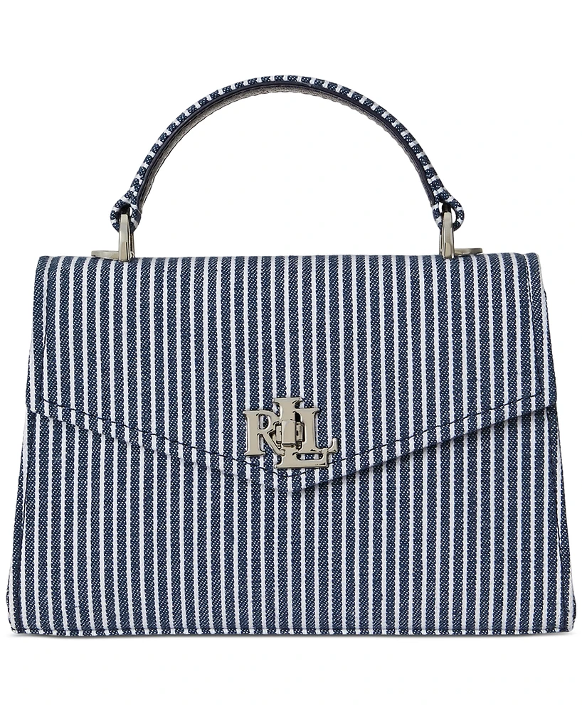 Lauren Ralph Lauren Striped Canvas Small Farrah Satchel