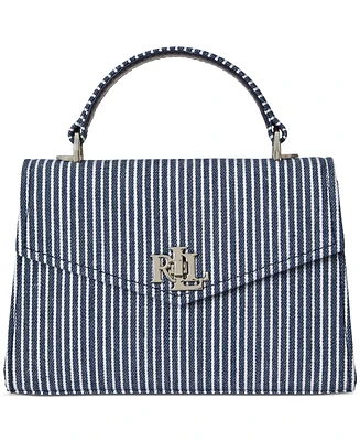 Lauren Ralph Lauren Striped Canvas Small Farrah Satchel