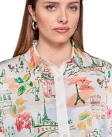 Karl Lagerfeld Paris Plus Printed Camp Shirt