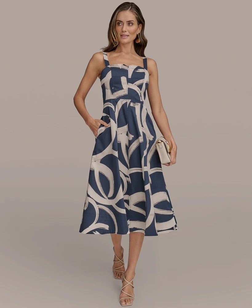 Donna Karan New York Women's Printed A-Line Midi Dress