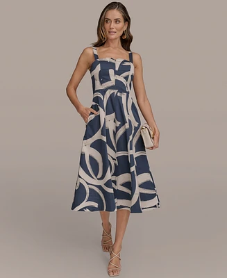 Donna Karan New York Women's Printed A-Line Midi Dress